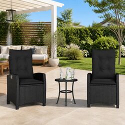 Adjustable Reclining Outdoor Chairs Set of 2, Black