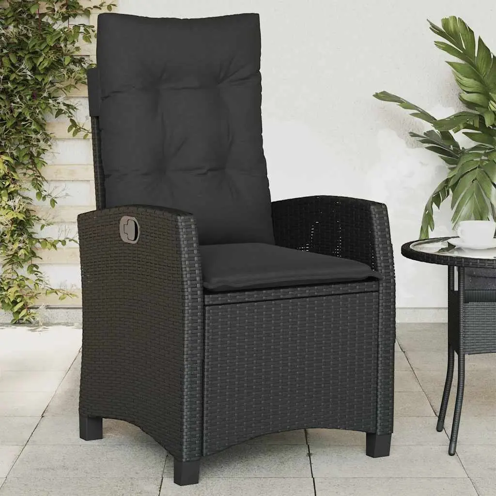 Reclining Chairs Set PE Rattan Powder-coated Steel Black 2 Piece