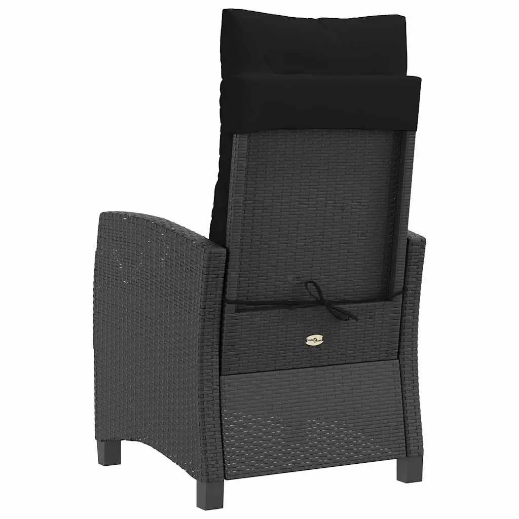 Reclining Chairs Set PE Rattan Powder-coated Steel Black 2 Piece