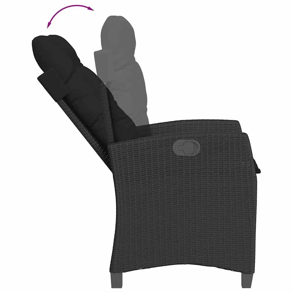 Reclining Chairs Set PE Rattan Powder-coated Steel Black 2 Piece