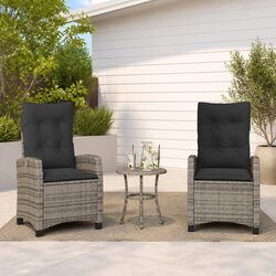 Durable Adjustable Outdoor Reclining Garden Chairs - Grey