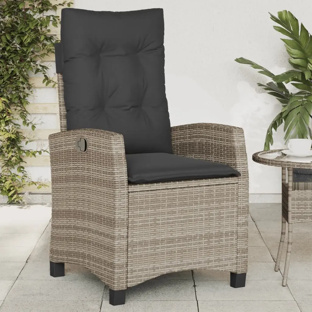 Reclining Garden Chairs PE Rattan Adjustable Grey 2 Piece with Cushions