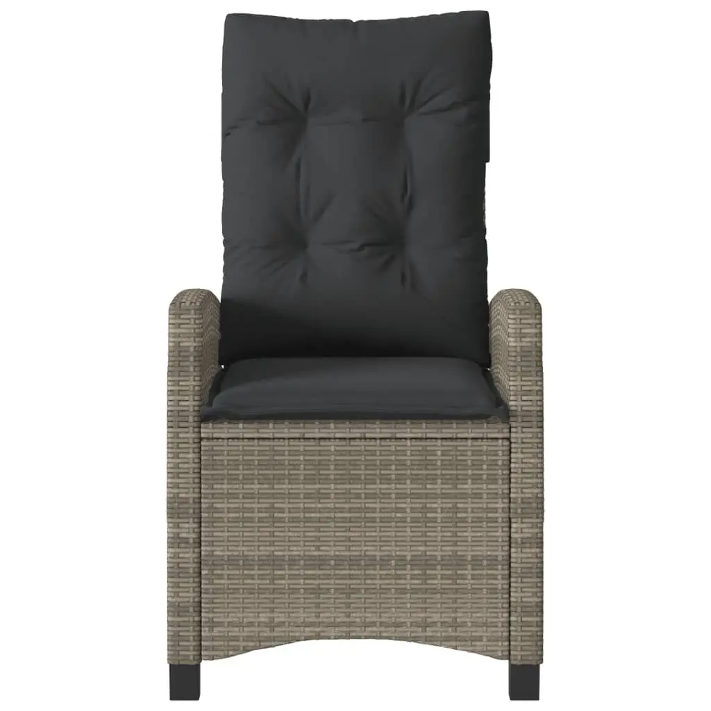 Reclining Garden Chairs PE Rattan Adjustable Grey 2 Piece with Cushions