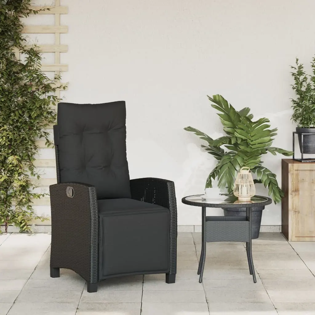 Reclining Garden Chair Poly Rattan Adjustable Black