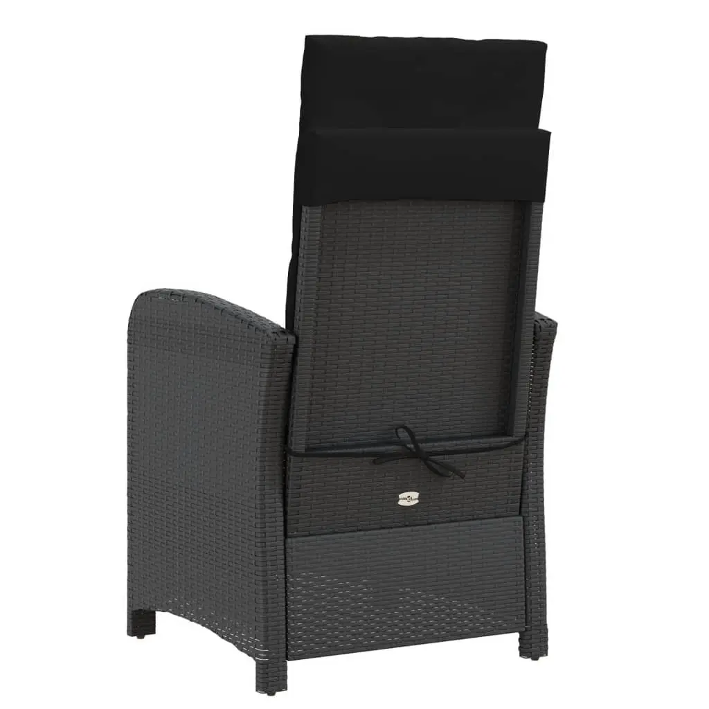 Reclining Garden Chair Poly Rattan Adjustable Black