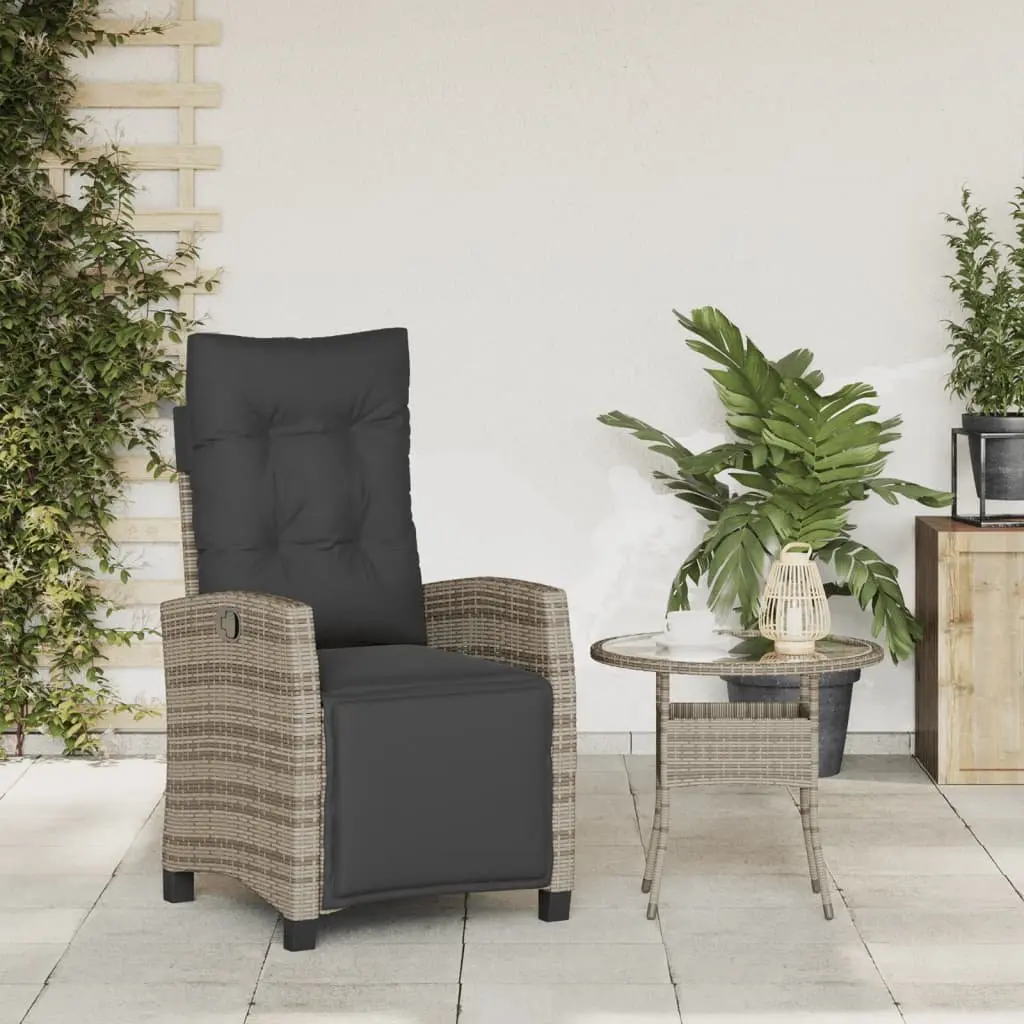 Grey Reclining Garden Chair with Footrest