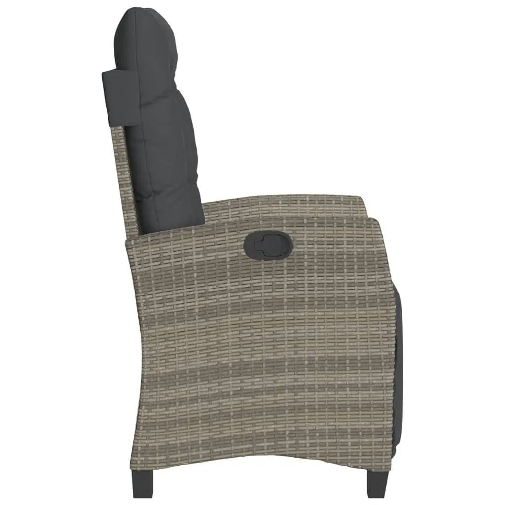 Grey Reclining Garden Chair with Footrest