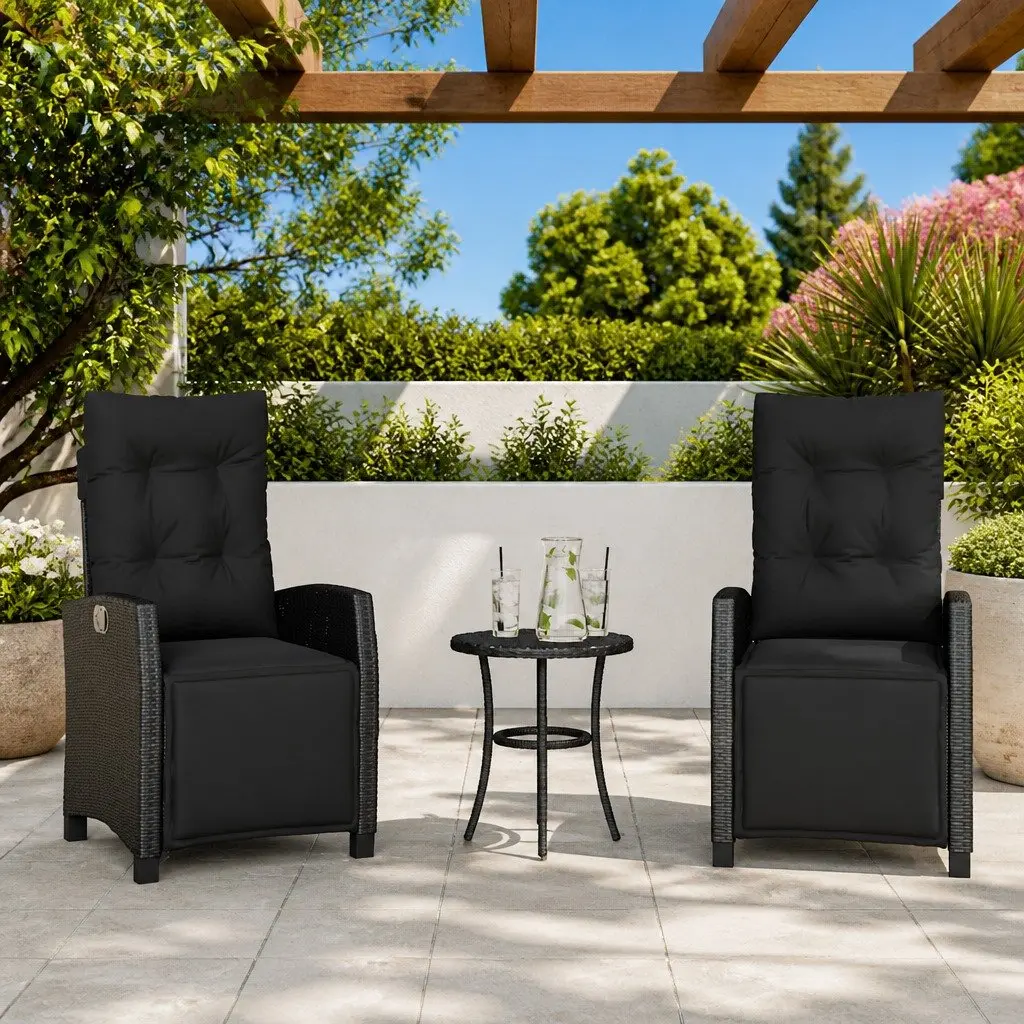 Reclining Outdoor Chairs 2 pcs with Cushions