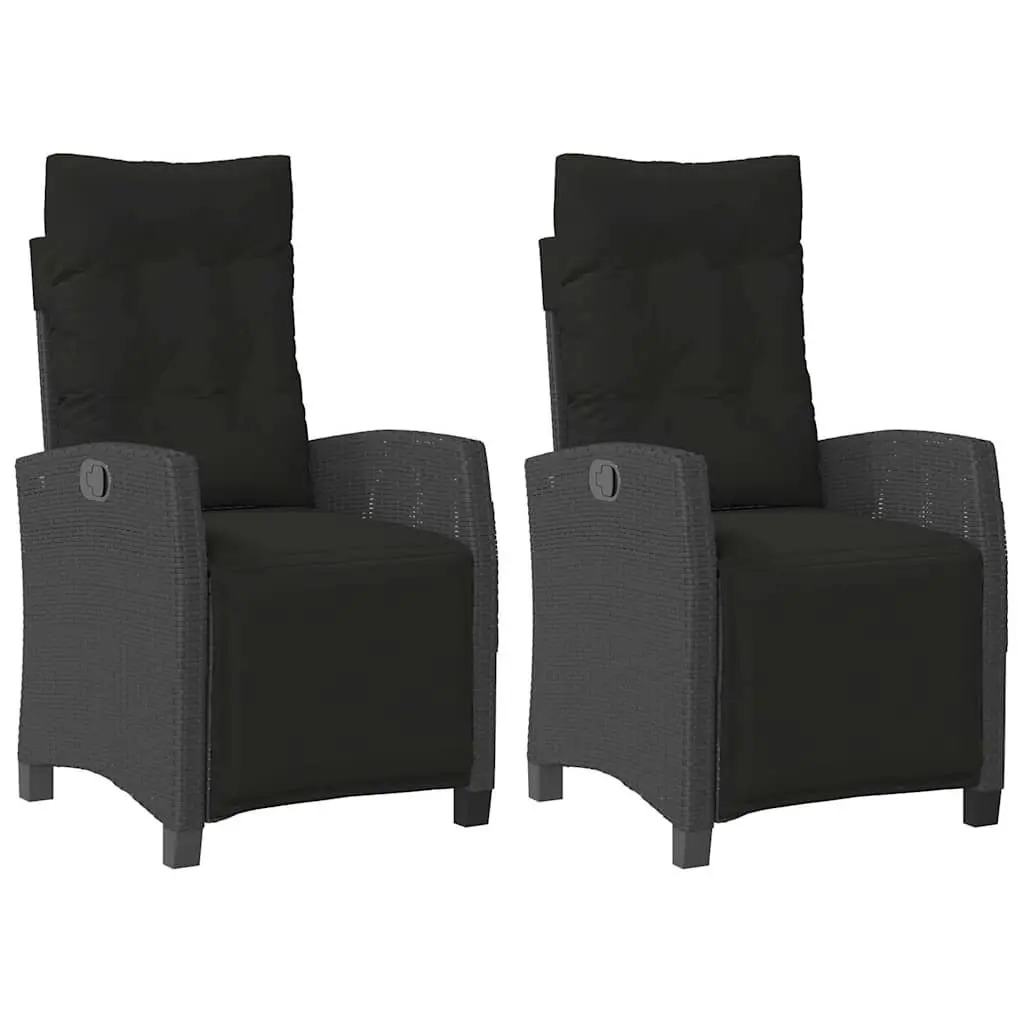 Reclining Outdoor Chairs 2 pcs with Cushions