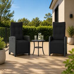 Premium Outdoor Bistro Set 3 Piece Garden Furniture Black