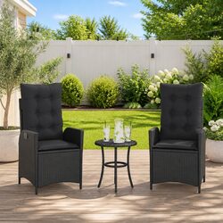 Adjustable Reclining Garden Chairs with Cushions - Set of 2