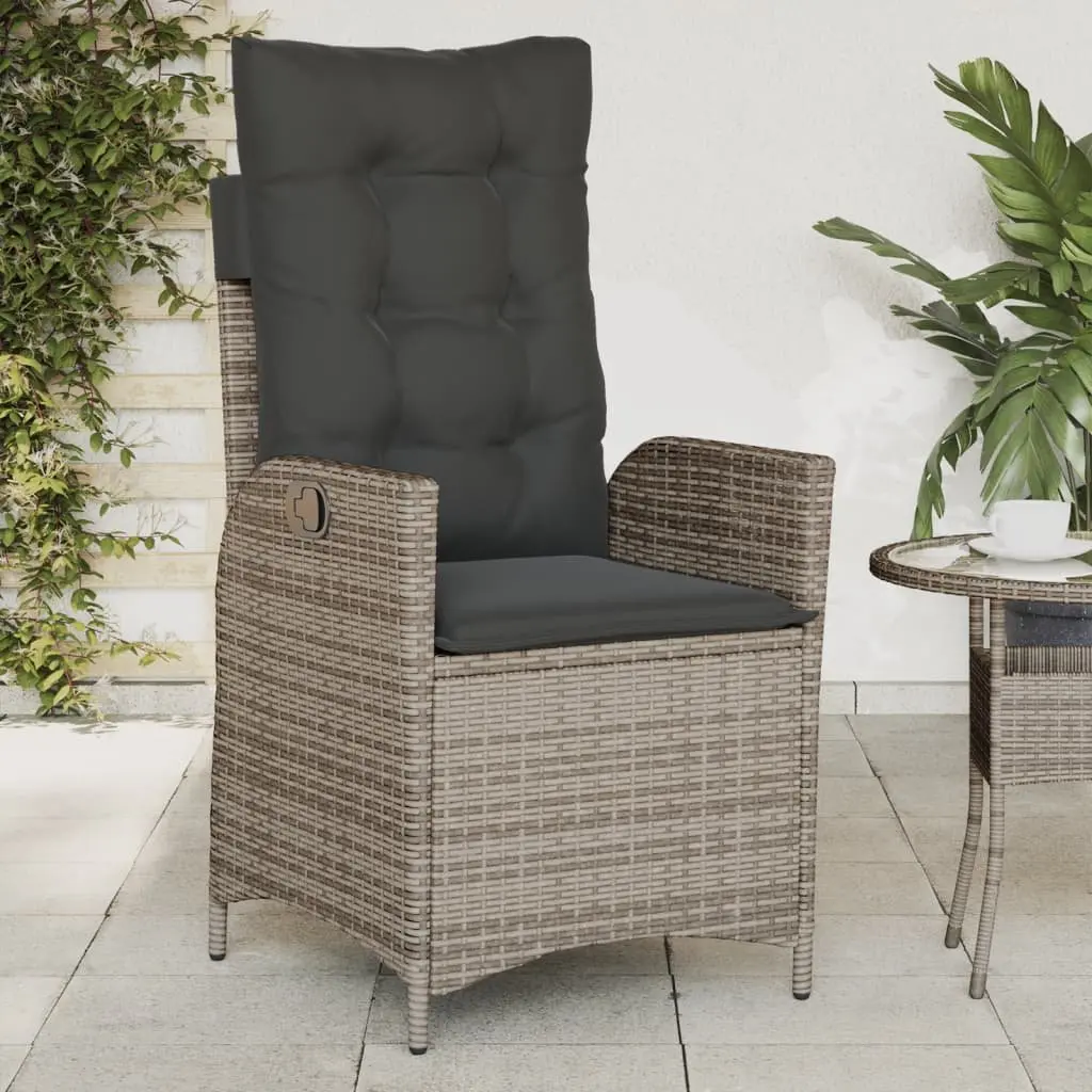 Grey Poly Rattan Reclining Garden Chairs 2pc Set
