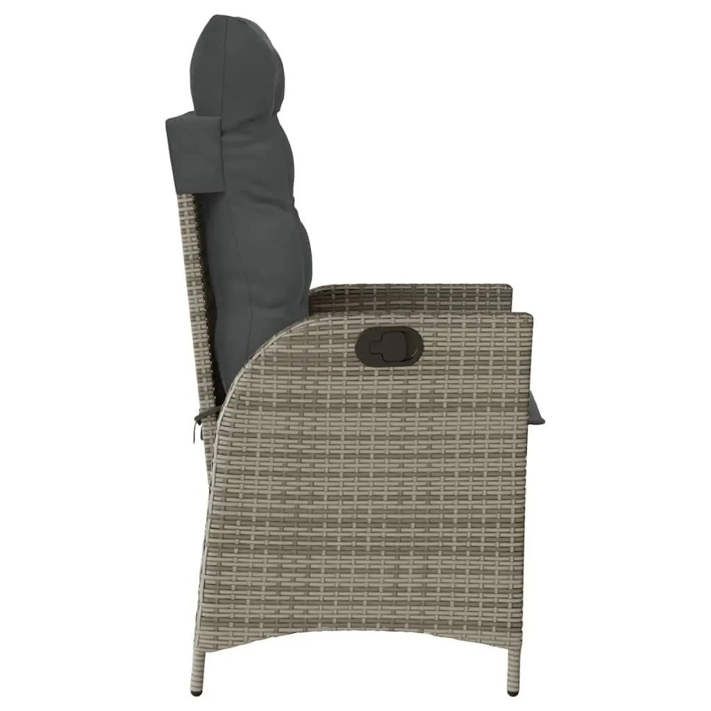 Grey Poly Rattan Reclining Garden Chairs 2pc Set