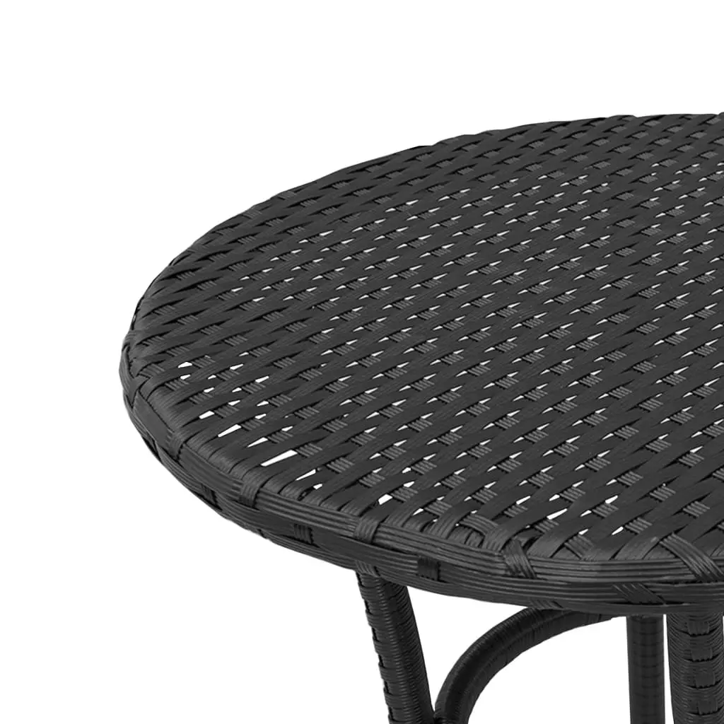3 Piece Bistro Set with Black Poly Rattan Chairs