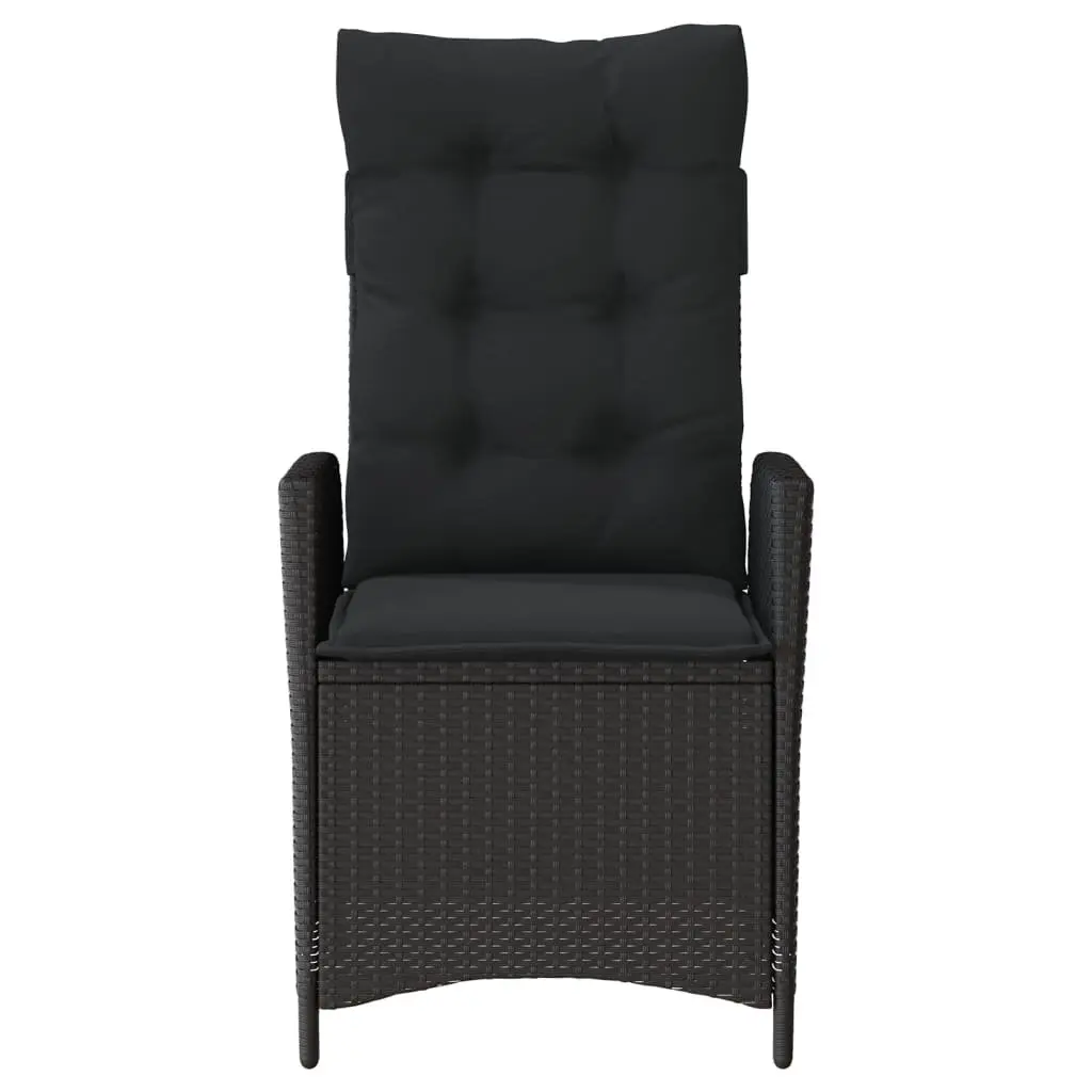 3 Piece Bistro Set with Black Poly Rattan Chairs