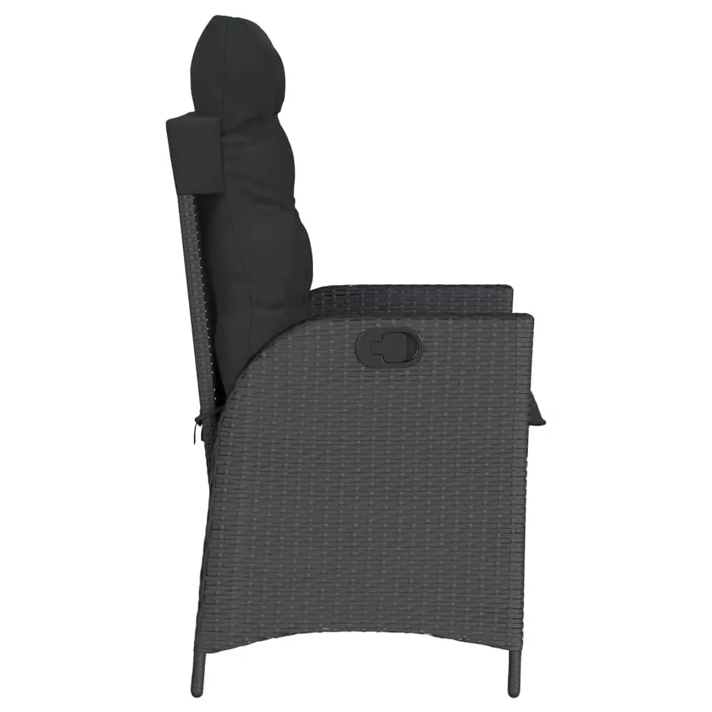 3 Piece Bistro Set with Black Poly Rattan Chairs