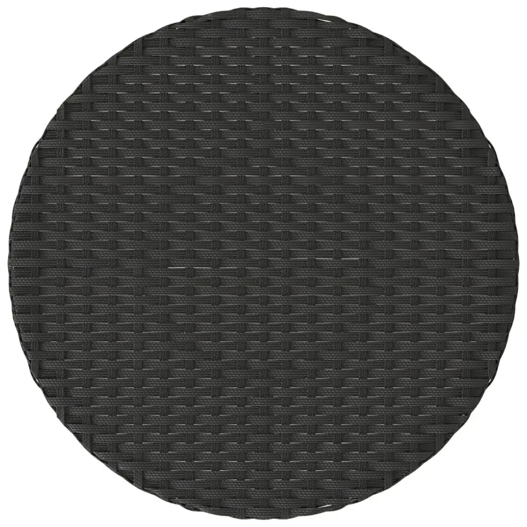 3 Piece Bistro Set with Black Poly Rattan Chairs