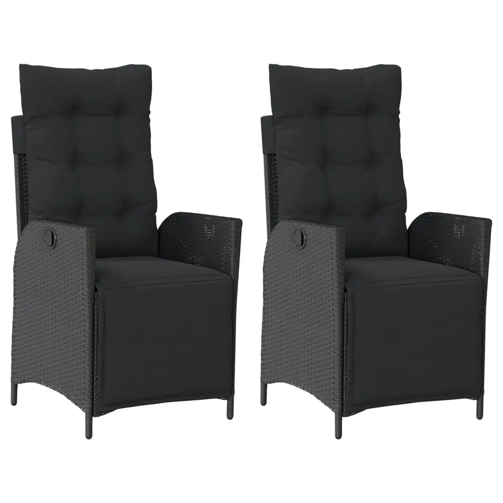 Reclining Garden Chairs Powder-coated Steel 2 pcs Black