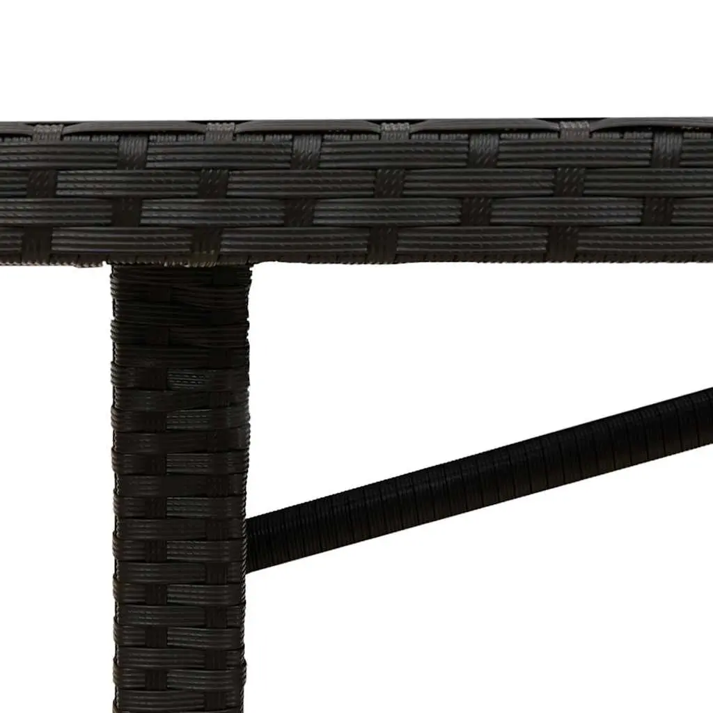 Garden Table Poly Rattan Black Tempered Glass Top 190 x 80 x 74 cm