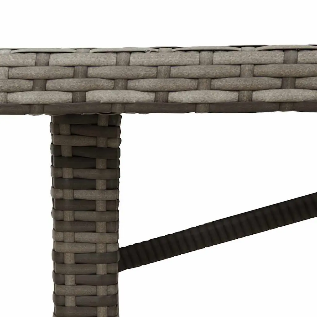 Garden Table Poly Rattan Tempered Glass Top 190x80x74cm Grey