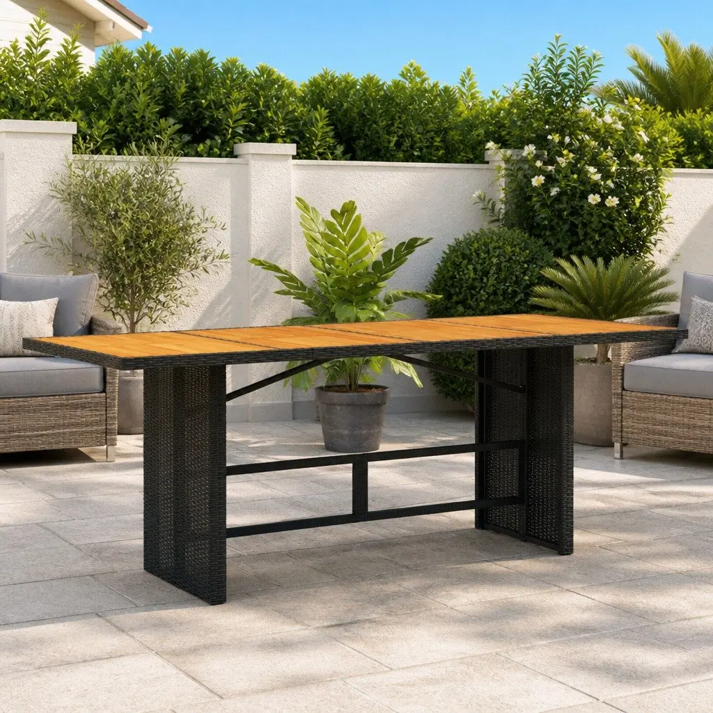 Outdoor Dining Table with Wooden Top
