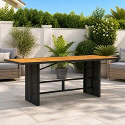 Durable Outdoor Dining Table with Wooden Top