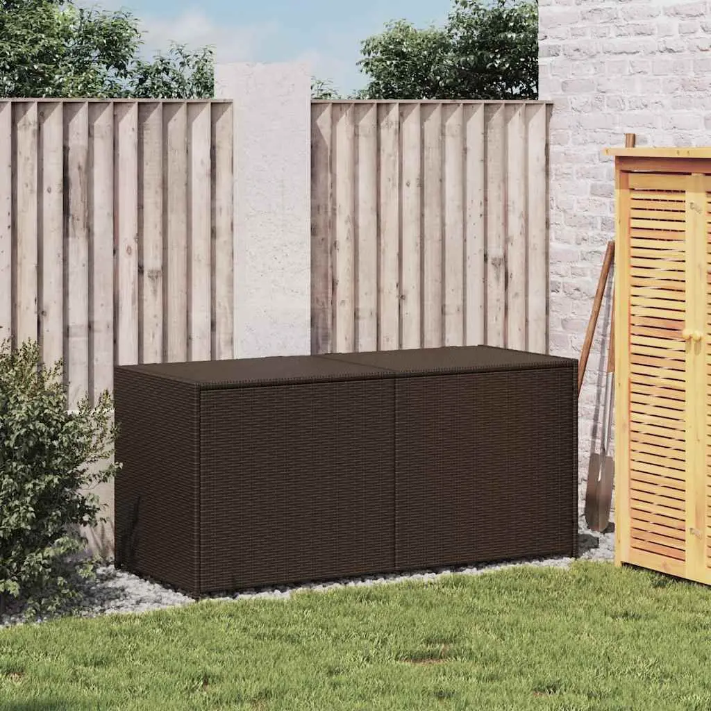 Garden Storage Box PE Rattan Brown 283L Outdoor Patio Furniture