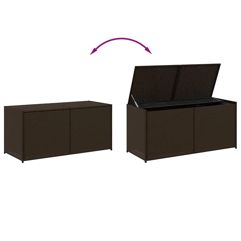 Garden Storage Box PE Rattan Brown 283L Outdoor Patio Furniture