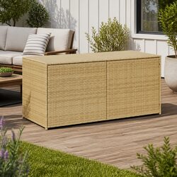 Beige Outdoor Garden Storage Box with Steel Frame