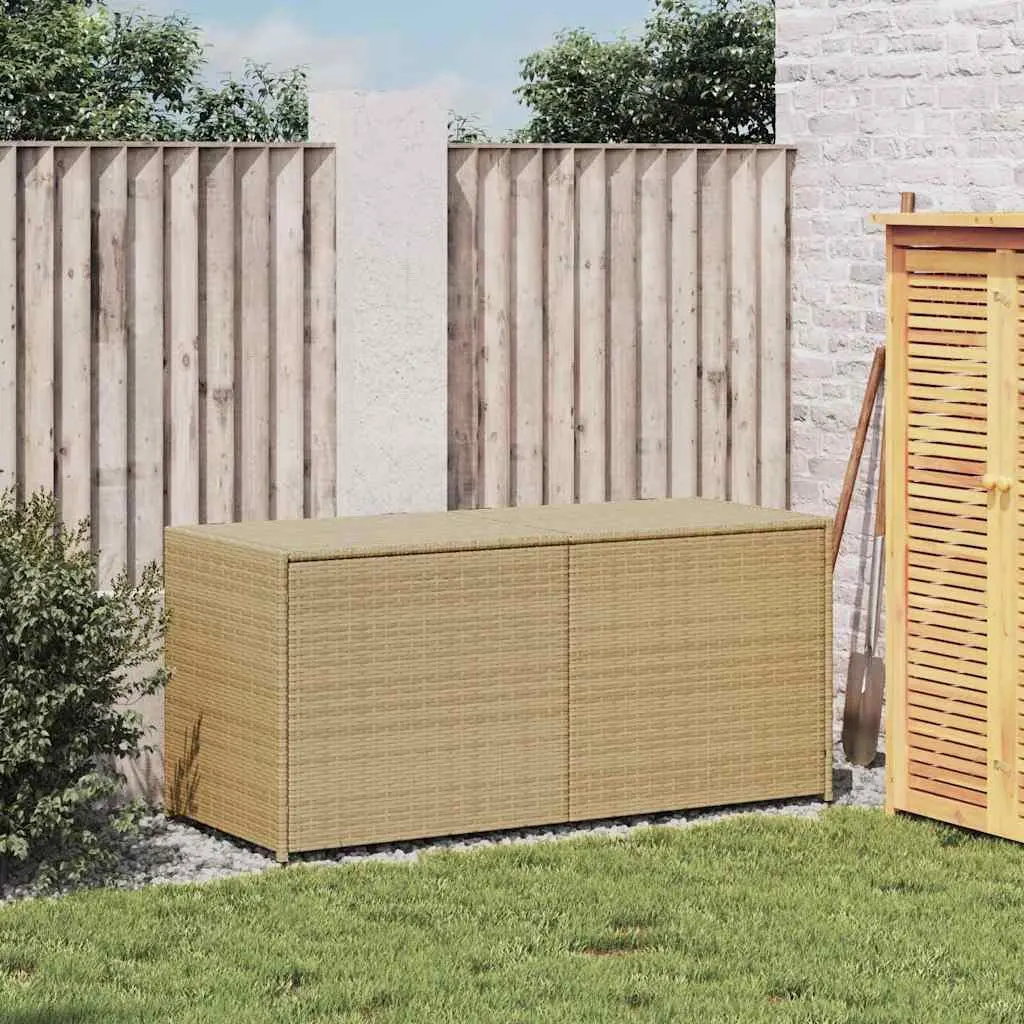Garden Storage Box PE Rattan Beige Outdoor 283L