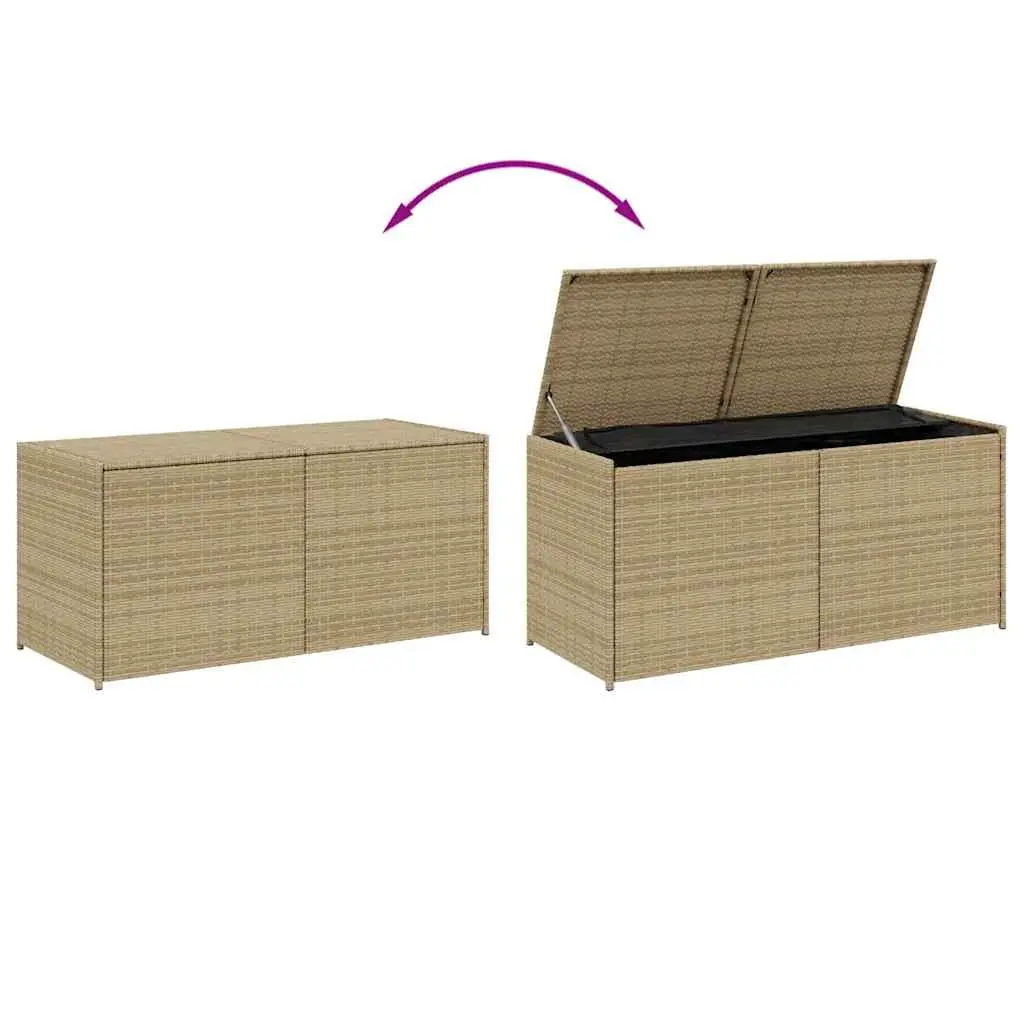 Garden Storage Box PE Rattan Beige Outdoor 283L