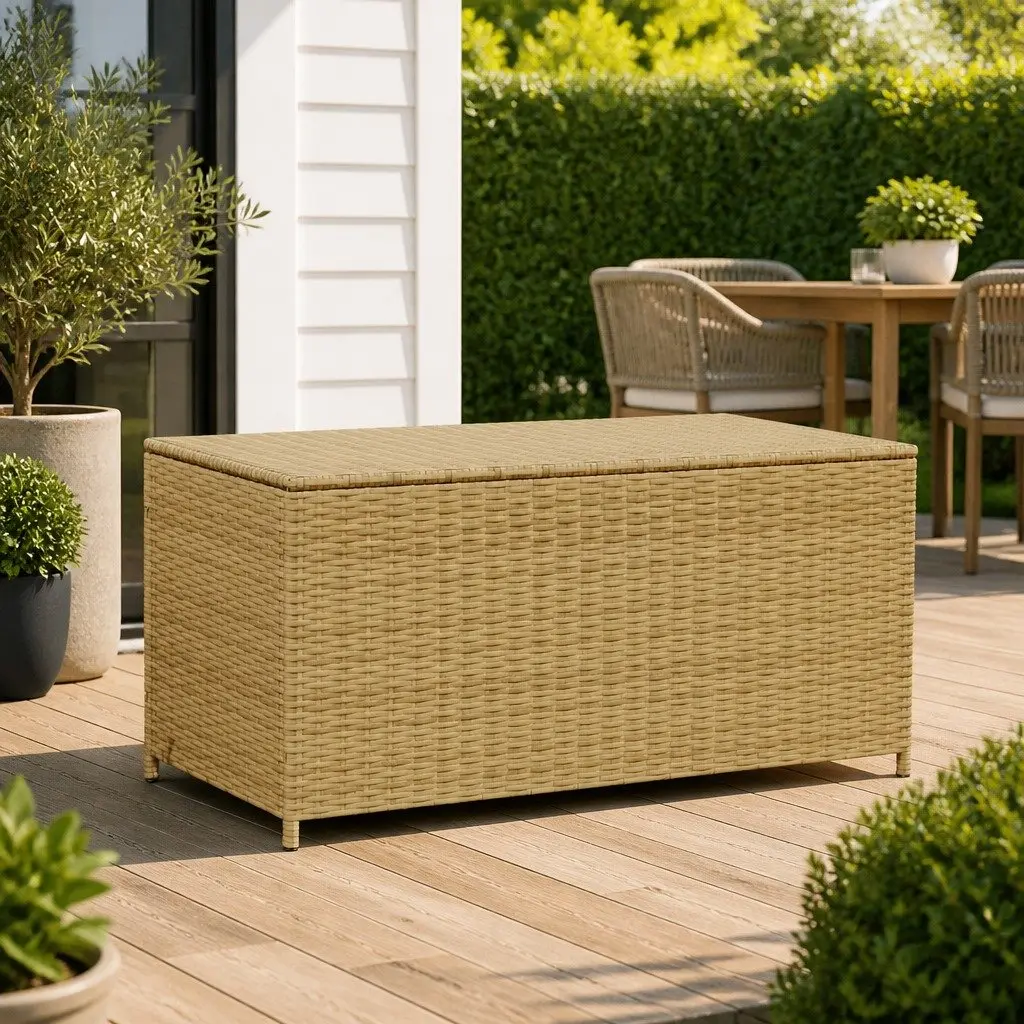 Beige Outdoor Garden Storage Box with Durable Construction