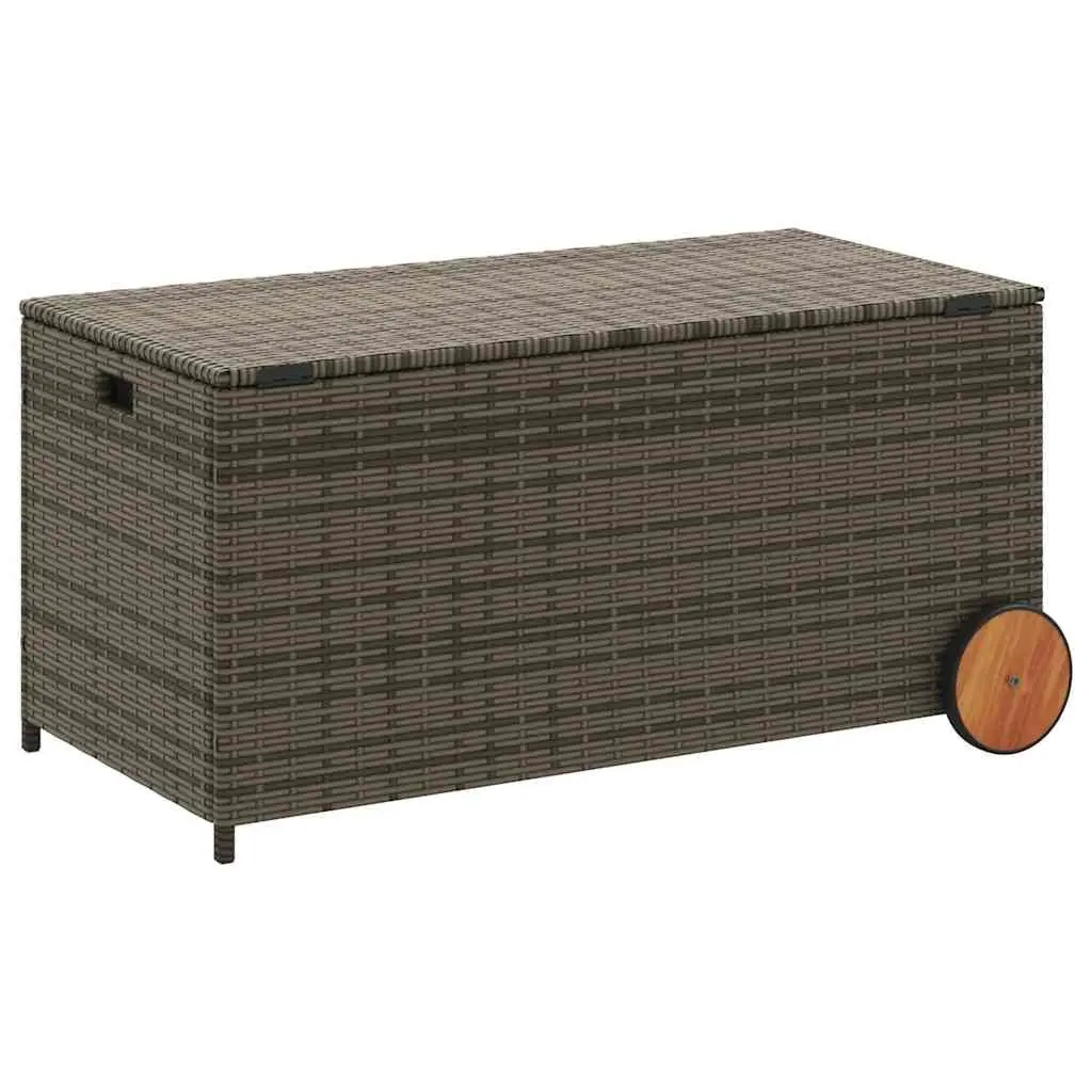 Grey Garden Storage Box with Wheels for Outdoor Use
