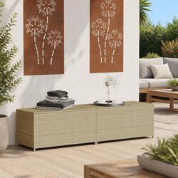 Waterproof Garden Storage Box Beige Poly Rattan 469L