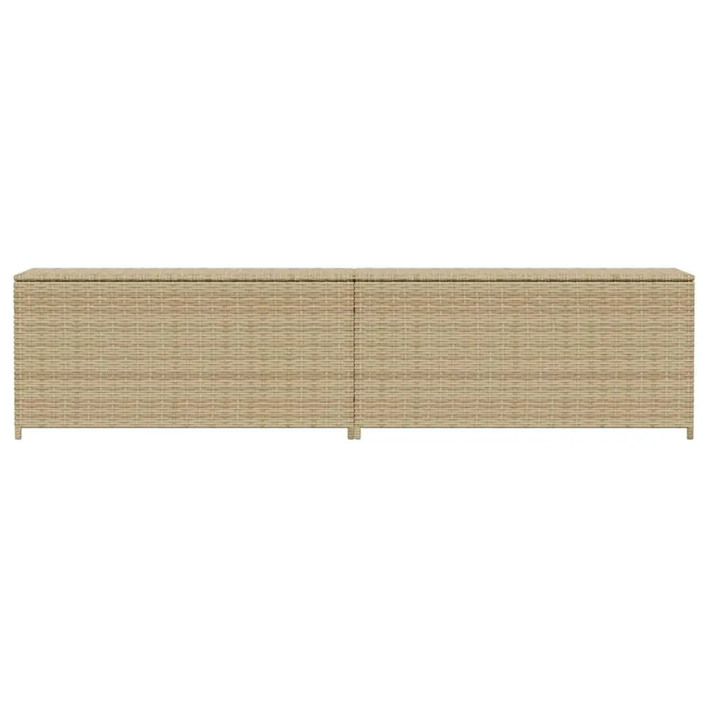 Waterproof Garden Storage Box Beige Poly Rattan 469L
