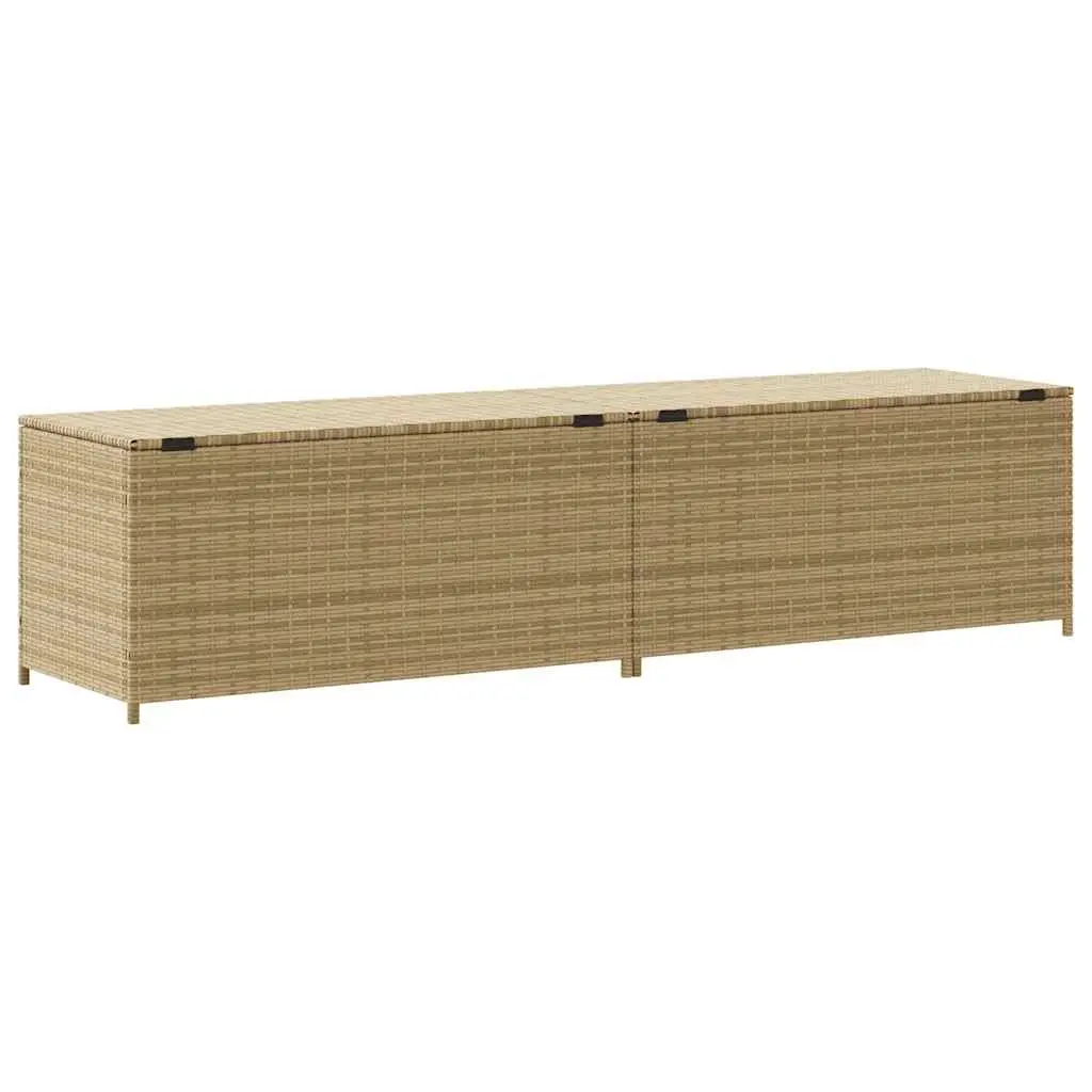 Waterproof Garden Storage Box Beige Poly Rattan 469L