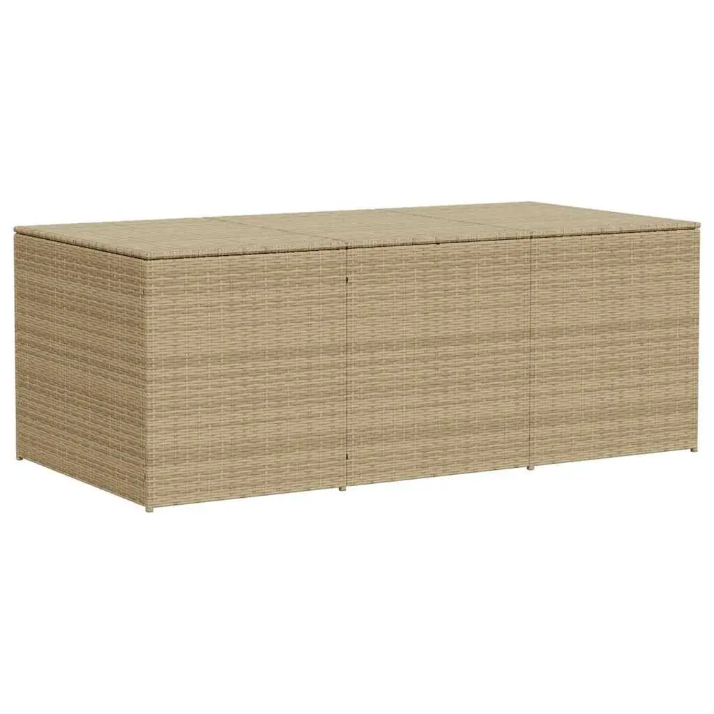 Beige Poly Rattan Garden Storage Box for Outdoor Use