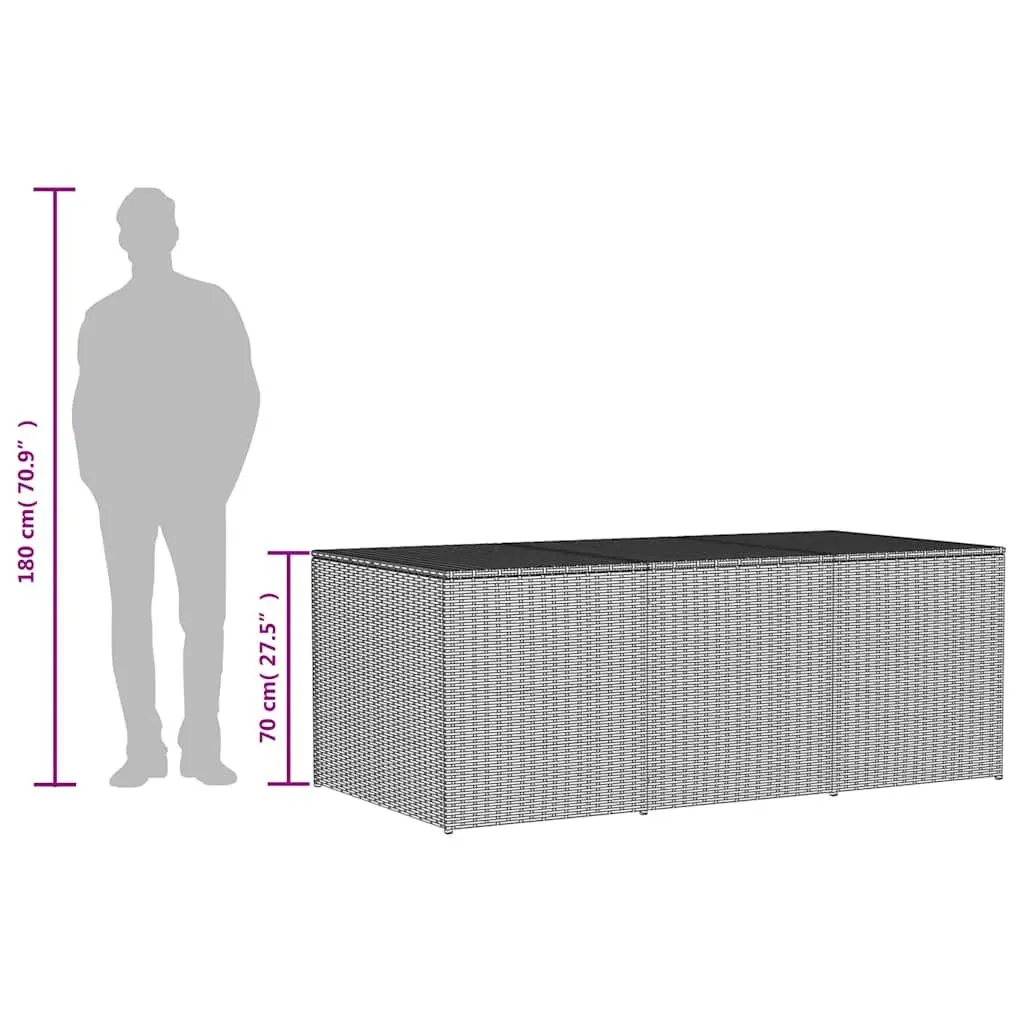 Beige Poly Rattan Garden Storage Box for Outdoor Use