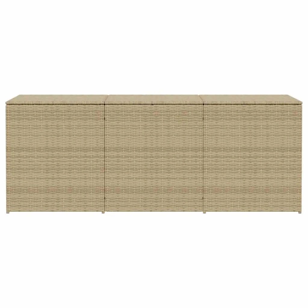 Beige Poly Rattan Garden Storage Box for Outdoor Use
