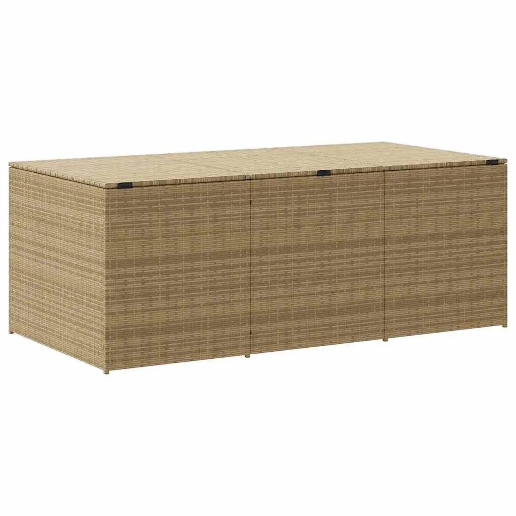 Beige Poly Rattan Garden Storage Box for Outdoor Use
