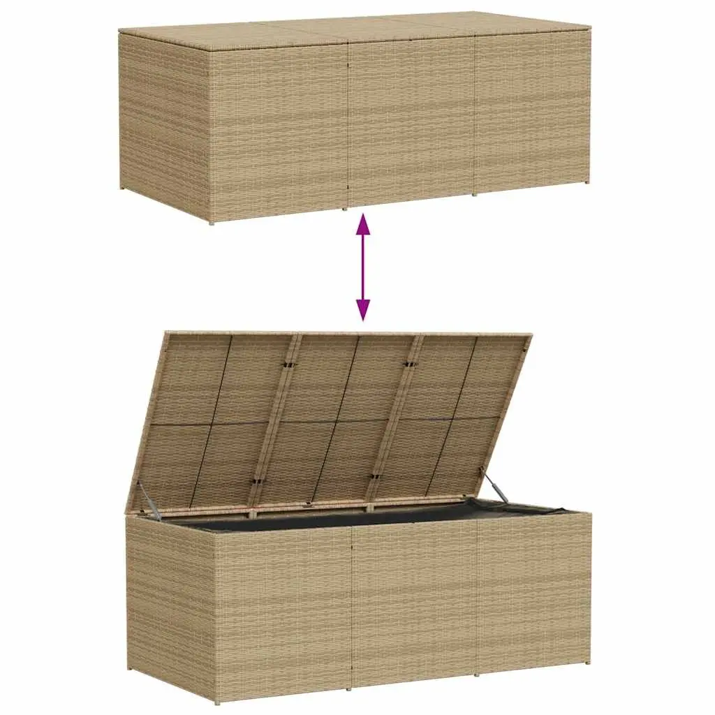 Beige Poly Rattan Garden Storage Box for Outdoor Use