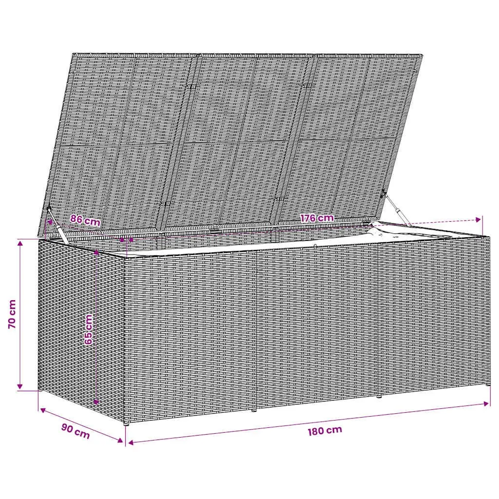 Beige Poly Rattan Garden Storage Box for Outdoor Use