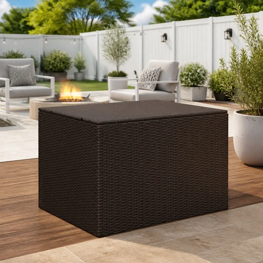 Brown Garden Storage Box 291L for Outdoor Use