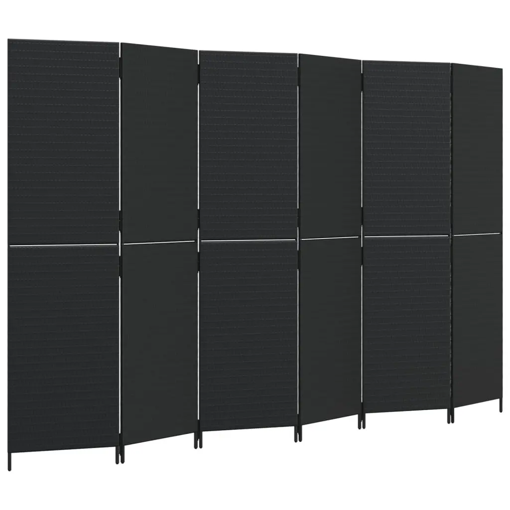 Black Poly Rattan Folding Partition with 6 Panels