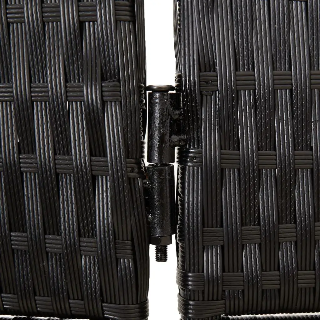 Black Poly Rattan Folding Partition with 6 Panels