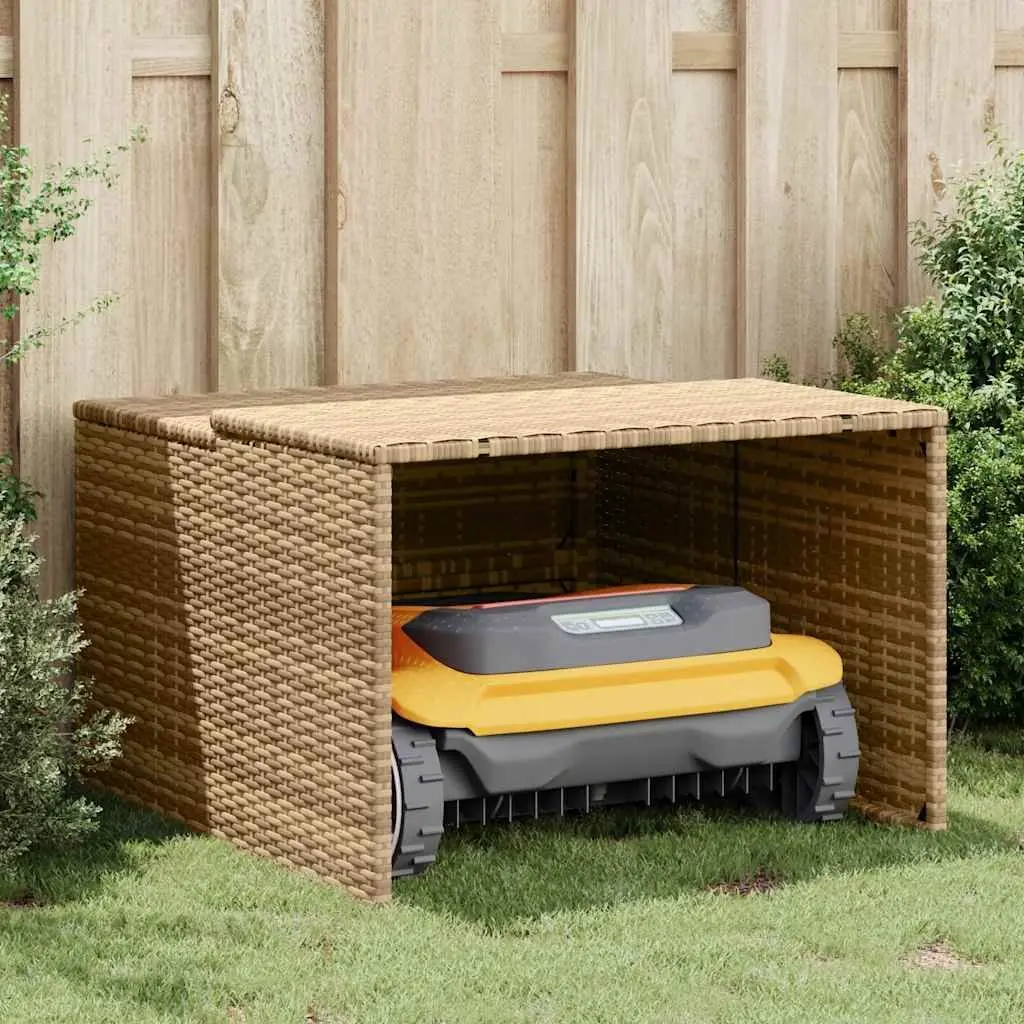 Beige Outdoor Robot Mower Storage Shed