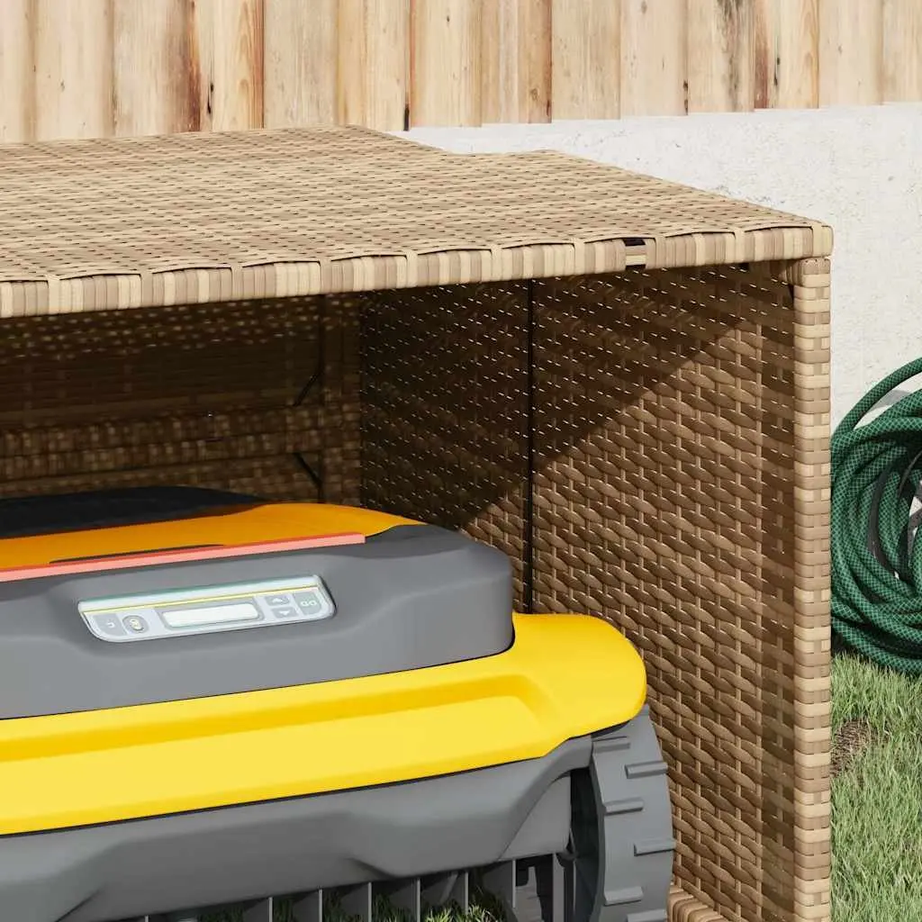 Beige Outdoor Robot Mower Storage Shed
