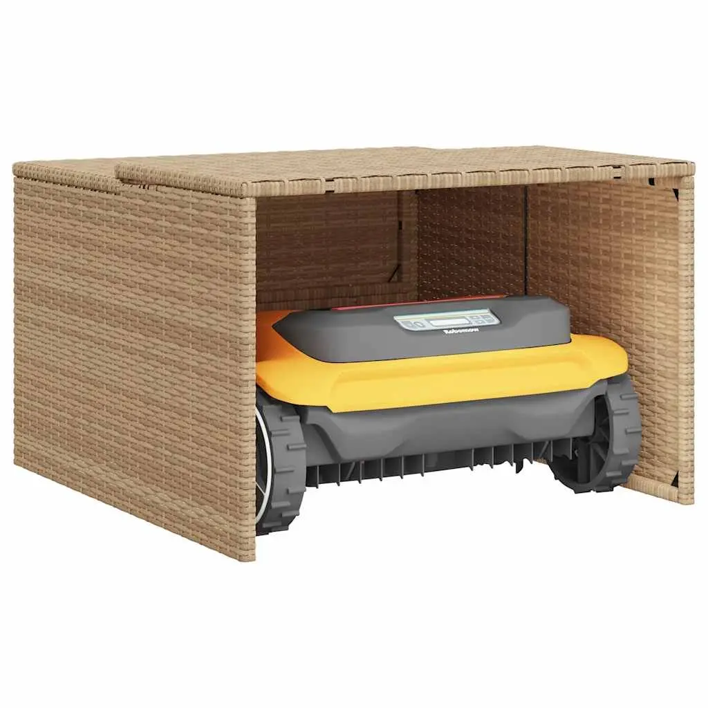 Beige Outdoor Robot Mower Storage Shed