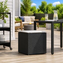 Premium Outdoor Cushion Storage Box in Black Poly Rattan