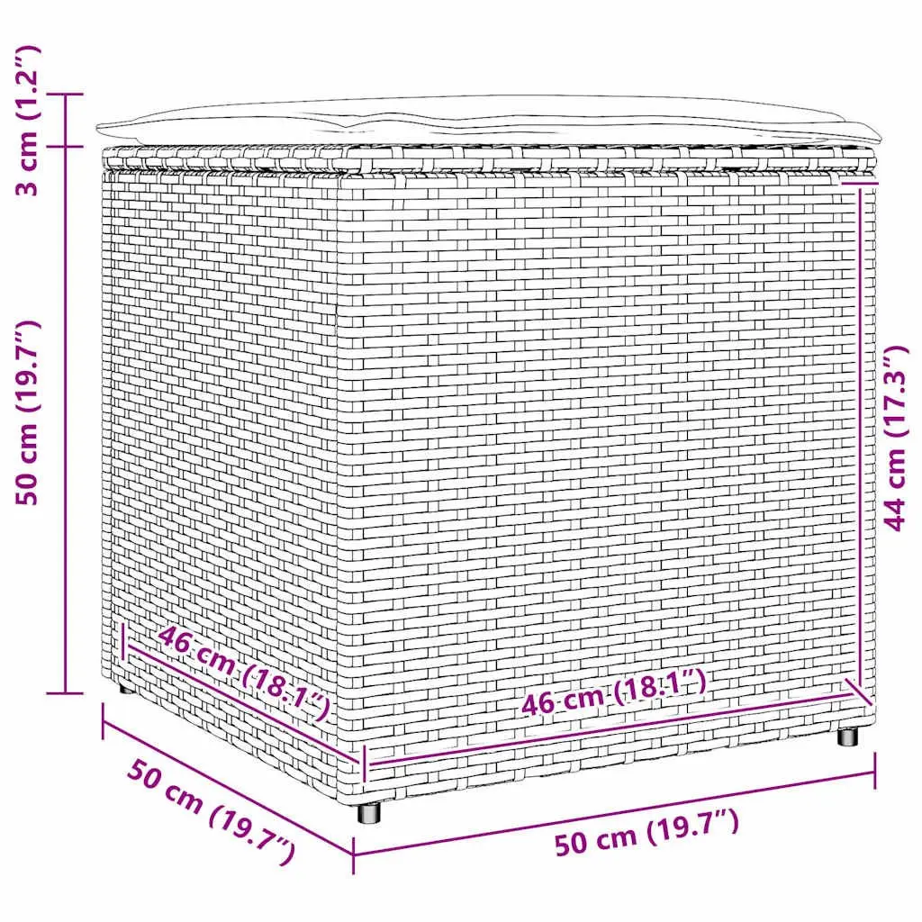 Outdoor Cushion Storage Box in Black Poly Rattan